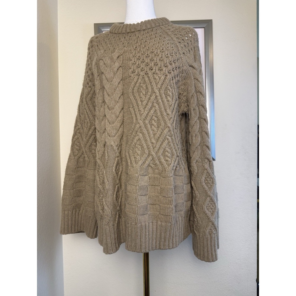 Ami‎ Amalia Cable Knit Sweater Italian Merino Wool | Brown | Womens Size Medium